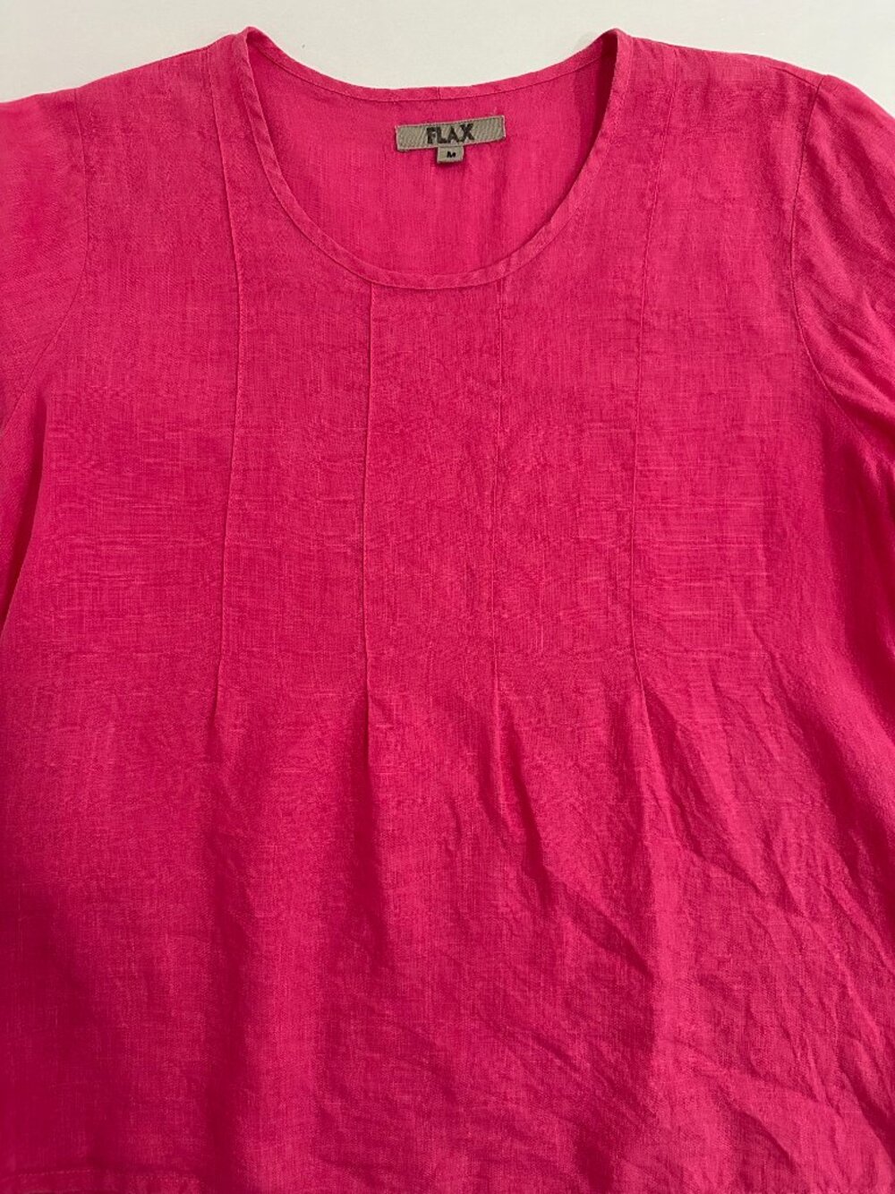 FLAX 100% Linen Pink Short Sleeve Top - Size M